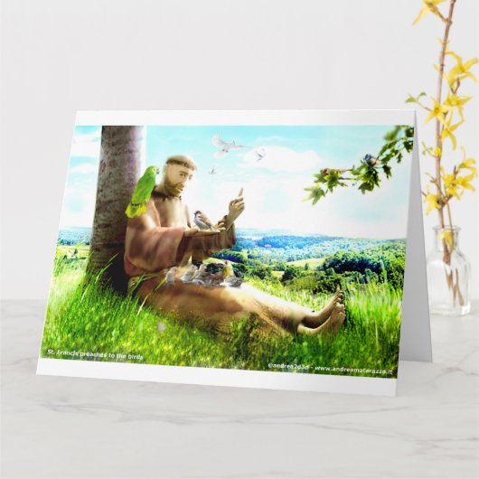 Saint Francis en de preaches van de vogels Kaart (Gele Bloem)