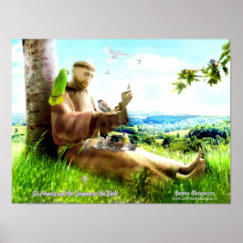 Saint Francis en de preaches van de vogels Poster