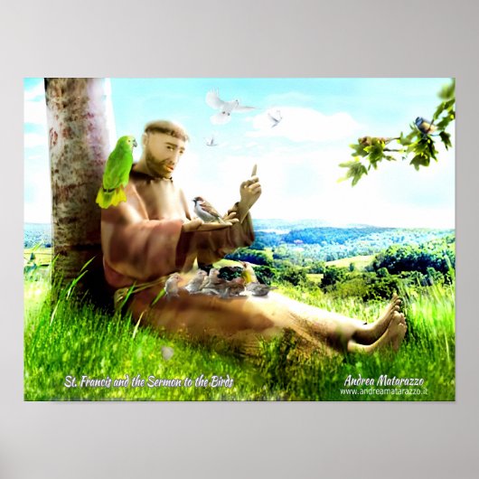 Saint Francis en de preaches van de vogels Poster (Voorkant)