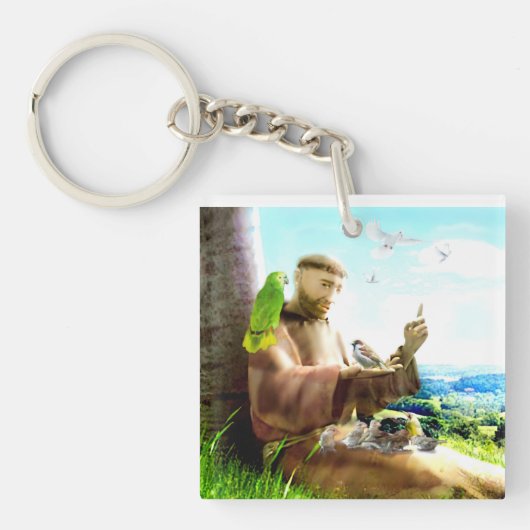 Saint Francis en de preaches van de vogels Sleutelhanger (voorkant)