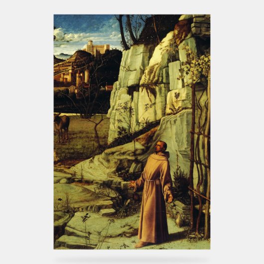 Saint Francis in de woestijn door Giovanni Bellini Acryl Bord (Voorkant)