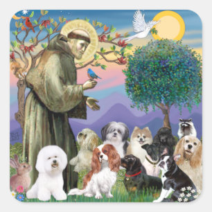 Saint Francis met 10 honden Vierkante Sticker