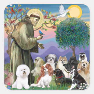 Saint Francis met 10 honden Vierkante Sticker