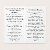 Saint Francis of Assisi Prayer Card  (Inside Unfolded)