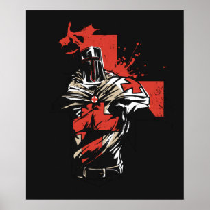 Saint George Christelijk Crusader Rode Kruis Poster
