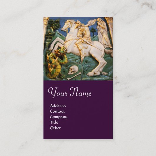 Saint George, Dragon en Princess Monogram paars Visitekaartje (Voorkant)