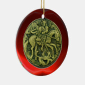 SAINT GEORGE, DRAGON/MADONNA EN KINDERMEDALLION KERAMISCH ORNAMENT (Rechts)