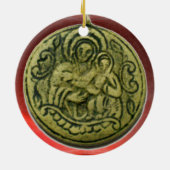 SAINT GEORGE, DRAGON/MADONNA EN KINDERMEDALLION KERAMISCH ORNAMENT (Achterkant)