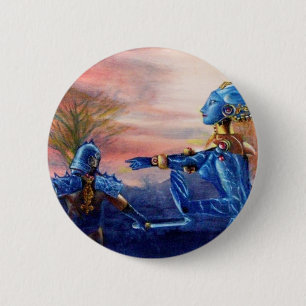 SAINT GEORGE EN ALIEN DRAGON RONDE BUTTON 5,7 CM