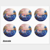 SAINT GEORGE EN ALIEN DRAGON RONDE STICKER (Vel)