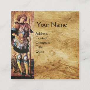 SAINT GEORGE EN DRAGON Brown Parchment Monogram Vierkante Visitekaartje