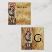 SAINT GEORGE EN DRAGON Brown Parchment Monogram Vierkante Visitekaartje (Voorkant / Achterkant)