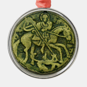 SAINT GEORGE EN DRAGON MEDALLION METALEN ORNAMENT
