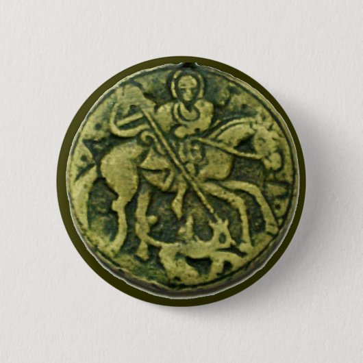 SAINT GEORGE EN DRAGON MEDALLION RONDE BUTTON 5,7 CM (Voorkant)