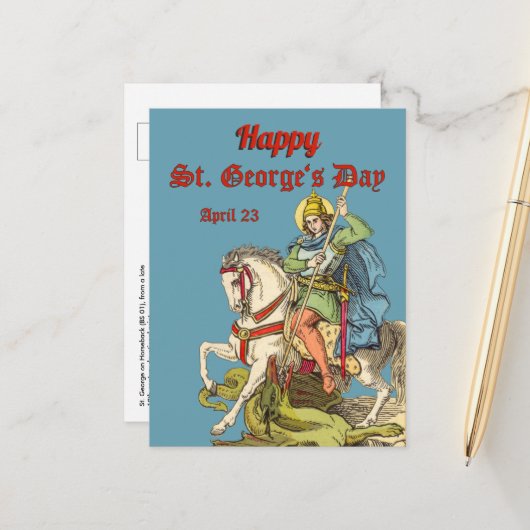 Saint Georges à cheval (BS 01) Carte postale (Devant/Arrière en situation)