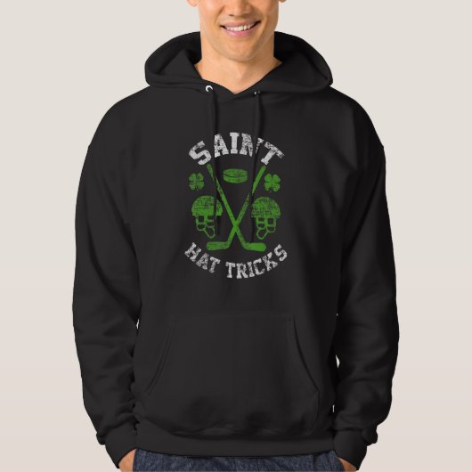 Saint Hattrick st Patrick's Day Hockey Hat Tricks  Hoodie (Voorkant)