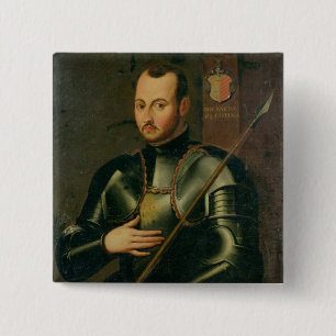 Saint Ignatius van Loyola Vierkante Button 5,1 Cm
