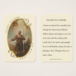Saint Isidore de Farmer Laborer Religious Prayer Visitekaartje