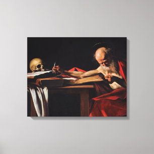 Saint Jerome Writing (door Caravaggio) Canvas Afdruk