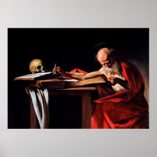 Saint Jerome Writing van Caravaggio (1606) Poster