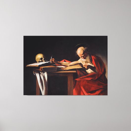 Saint Jerome Writing van Michelangelo Caravaggio Canvas Afdruk (Voorkant)