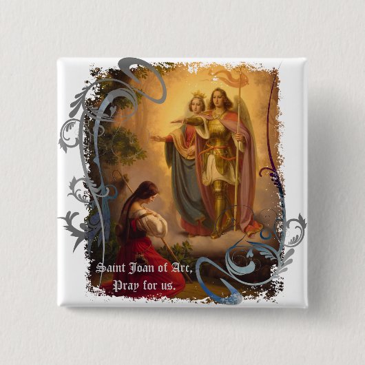 Saint Joan of Arc Pin Vierkante Button 5,1 Cm (Voorkant)