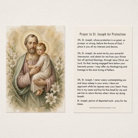 Saint Joseph avec l'Enfant Jésus Prière de Protect (Devant & derrière)