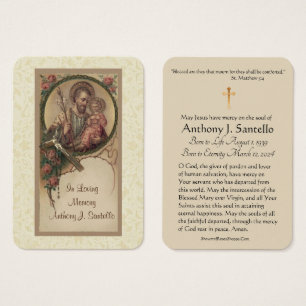 Saint Joseph Catholicisme Funeral Memorial Carte S