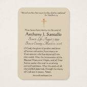 Saint Joseph Catholicisme Funeral Memorial Carte S (Dos)