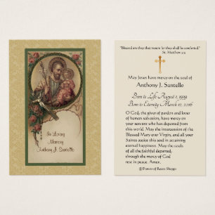 Saint Joseph Catholicisme Funeral Memorial Carte S