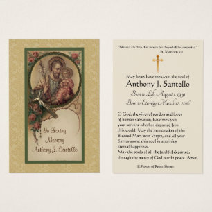Saint Joseph Catholicisme Funeral Memorial Carte S