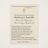 Saint Joseph Catholicisme Funeral Memorial Carte S (Dos)