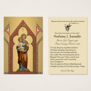 Saint Joseph Catholicisme Funeral Memorial Carte S