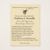 Saint Joseph Catholicisme Funeral Memorial Carte S (Dos)