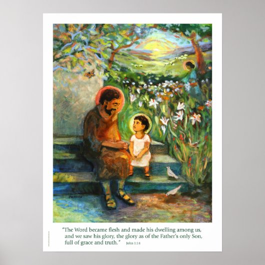 Saint Joseph et Jésus parlent, affiche de la Saint (Devant)
