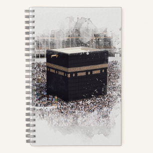Saint Kaaba, Masjid Al Haram, waterverf illustrati Notitieboek