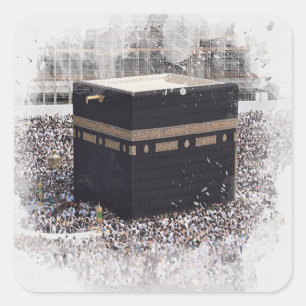 Saint Kaaba, Masjid Al Haram, waterverf illustrati Vierkante Sticker