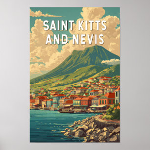 Saint Kitts en Nevis Illustratie Reis Kunst Poster