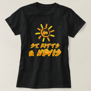 Saint Kitts en Nevis, lichtgeel en oranje T-shirt