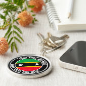 Saint Kitts en Nevis Round Emblem Sleutelhanger (Zijkant)