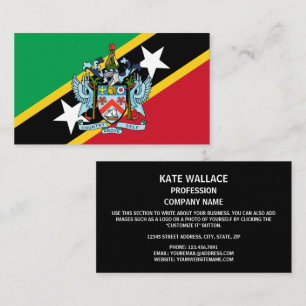 Saint Kitts en Nevis Vlag & Wapen Visitekaartje