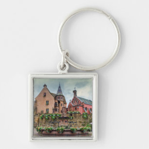 Saint-Leon fontain in Eguisheim, Alsace, Frankrijk Sleutelhanger