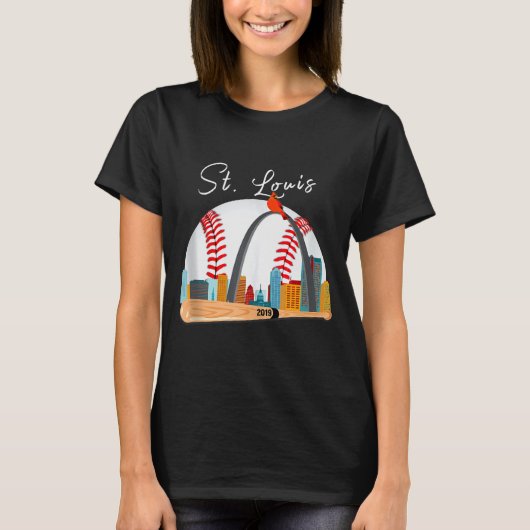 Saint Louis Red Cardinal New Skyline Ball Design T T-shirt (Voorkant)