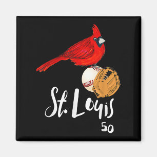 Saint Louis Red Cardinal Nummer 50 Honkbal Kunst  Magneet