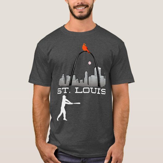 Saint Louis Red Cardinal Tshirt Skyline Baseball (Voorkant)