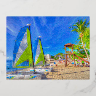 Saint Lucia Catamaran Kunst Folie Feestdagen Briefkaart