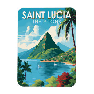 Saint Lucia De Pitons Reizen Kunst Vintage Magneet
