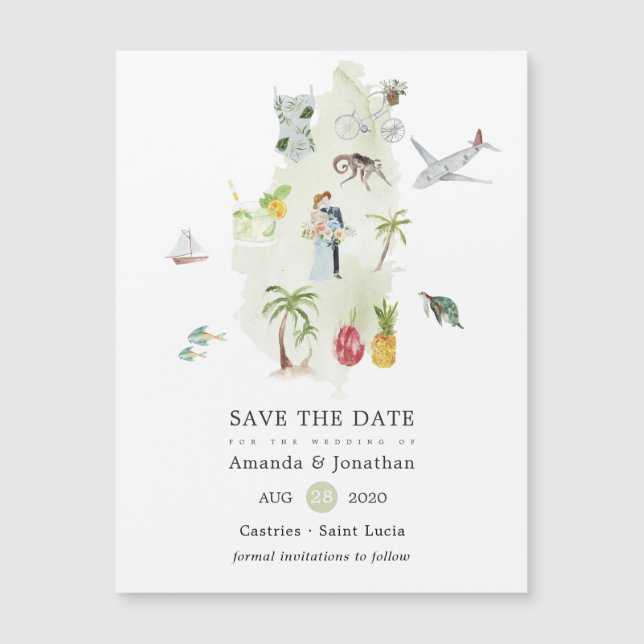 Saint Lucia Destination Wedding Save the Date (Voorkant)