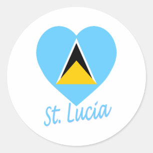 Saint Lucia Flag Heart Ronde Sticker