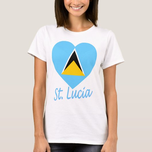 Saint Lucia Flag Heart T-shirt (Voorkant)